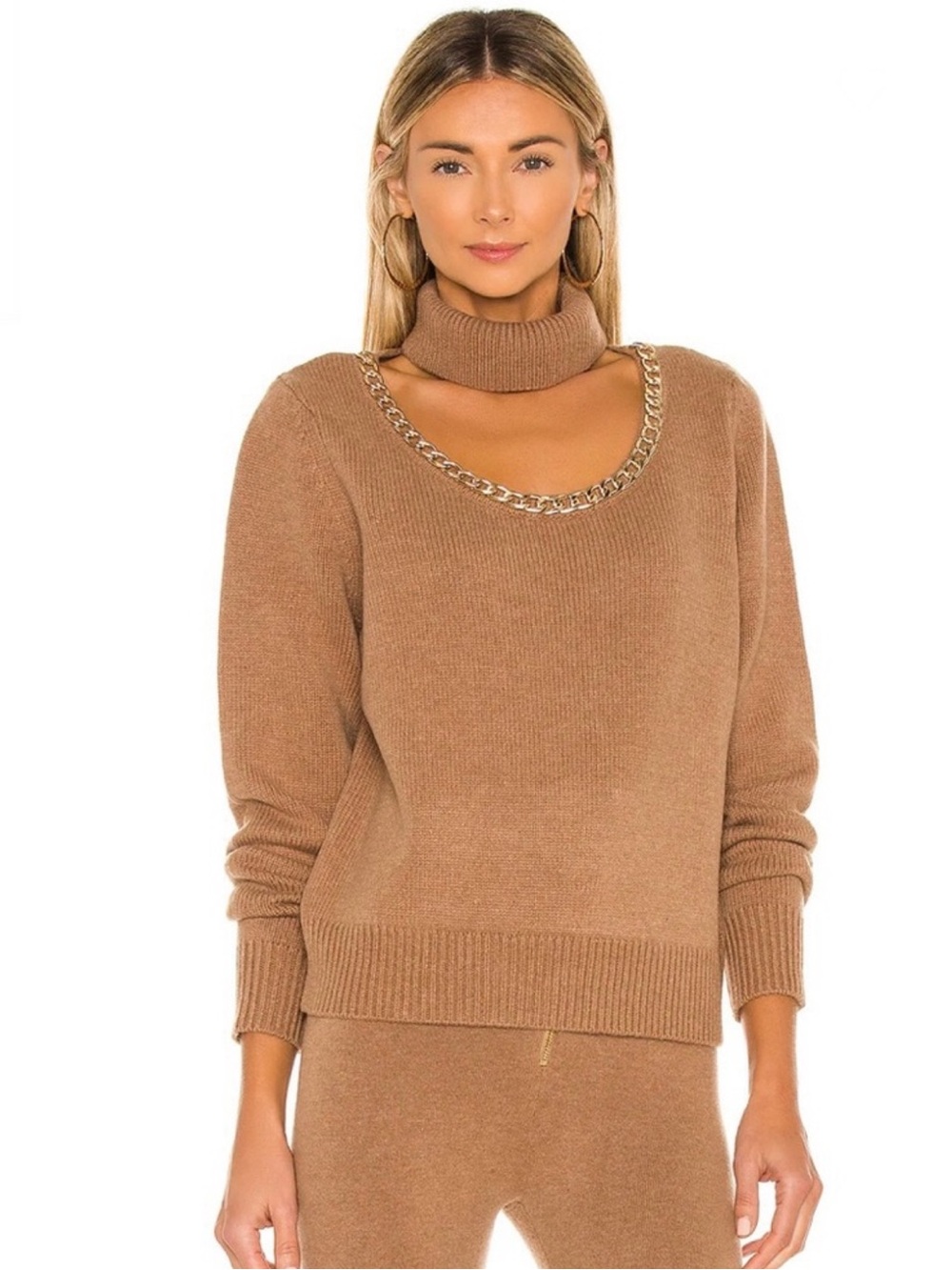 NEW DIVINE HERITAGE REVOLVE BROWN WOOL TURTLENECK SWEATER